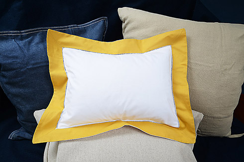Baby pillow sham. White with Habanero Gold color 12x16" pillow